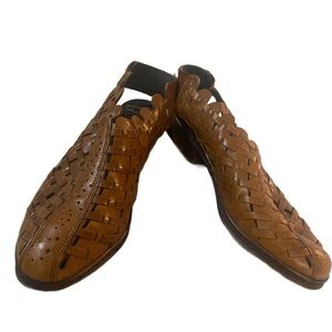 VTG Rieker Antistress Woven Leather Slingback Flats Sz 39